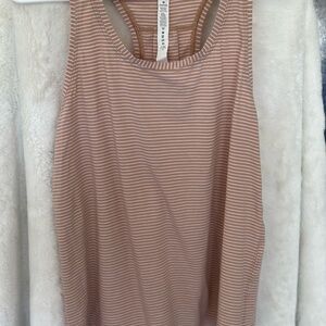 Lululemon Athletica White and Tan Sleeveless Tank Top